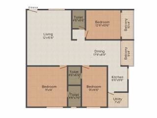 Meva Lake View Residency (3BHK+3T (1,510 sq ft) 1510 sq ft)