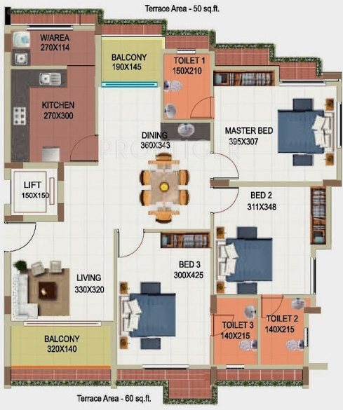 Sowparnika Bhavani (3BHK+3T (1,565 sq ft) 1565 sq ft)