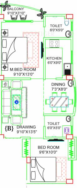Floor Plan (2BHK+2T (900 sq ft) 900 sq ft) Sri Ram Infrastructure Saurabh Complex Floor Plan (2BHK+2T (900 sq ft) 900 sq ft)