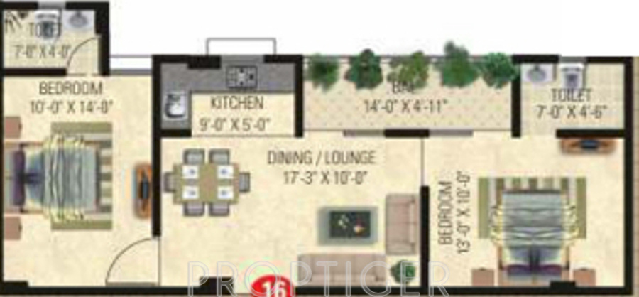 Vardhman Horizon (2BHK+2T (901 sq ft) 901 sq ft)