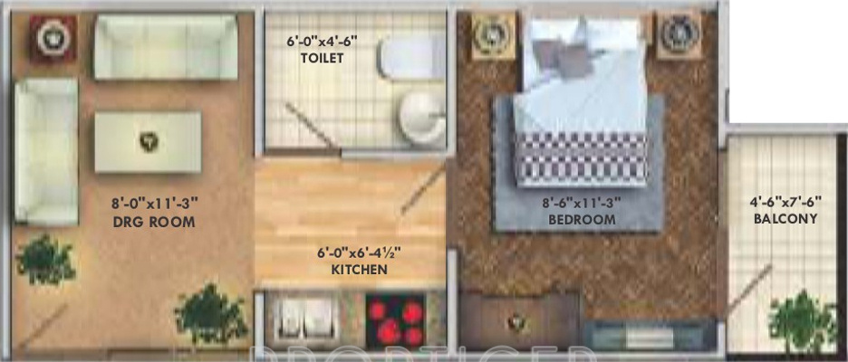 Deswal Shivalik Springs Apartments (1BHK+1T (360 sq ft) 360 sq ft)