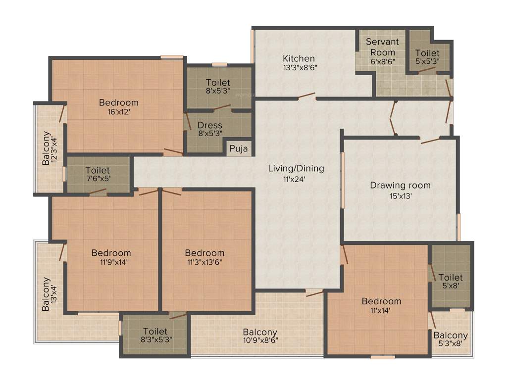 SDC Ashok Millborn (4BHK+5T (2,890 sq ft) + Servant Room 2890 sq ft)