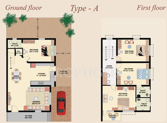 Savaliya Builders Krish Banglows II Floor Plan (4BHK+3T)