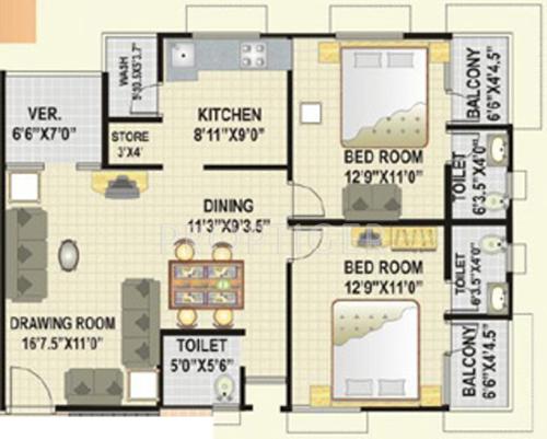 Savaliya Builders Krish Residency (2BHK+3T (1,120 sq ft) 1120 sq ft)