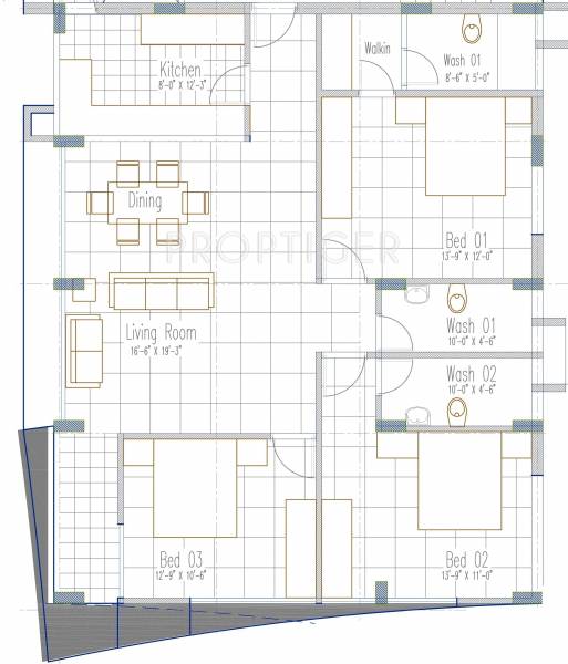Floor Plan (3BHK+3T) Vinayagar Bloom Residency Floor Plan (3BHK+3T)