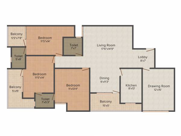 SDC Suman Abode (3BHK+3T (2,275 sq ft) 2275 sq ft)