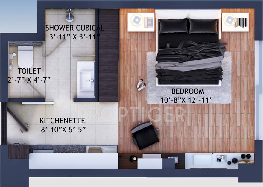 Viridian WTC Riverside Residences (1BHK+1T (445 sq ft) 445 sq ft)
