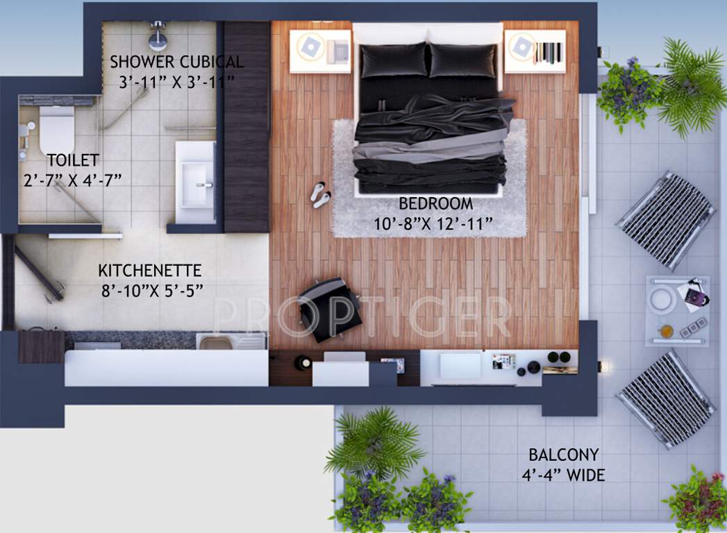Viridian WTC Riverside Residences (1BHK+1T (680 sq ft) 680 sq ft)