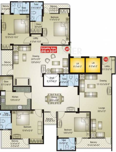 SDC Basant Kunj (4BHK+5T (3,050 sq ft) 3050 sq ft)