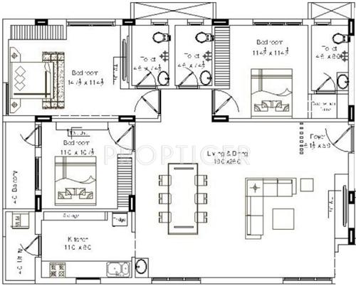 Vinayagar Vuriti Vinayagar (3BHK+3T (1,600 sq ft) 1600 sq ft)