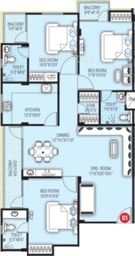 SDC Classic (3BHK+3T (1,890 sq ft) 1890 sq ft)