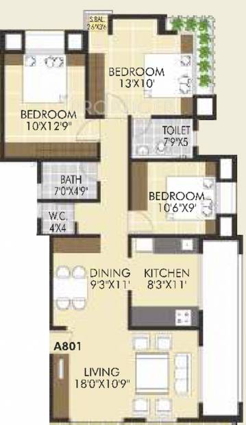 Suyash Opal Enclave (3BHK+2T (1,392 sq ft) 1392 sq ft)