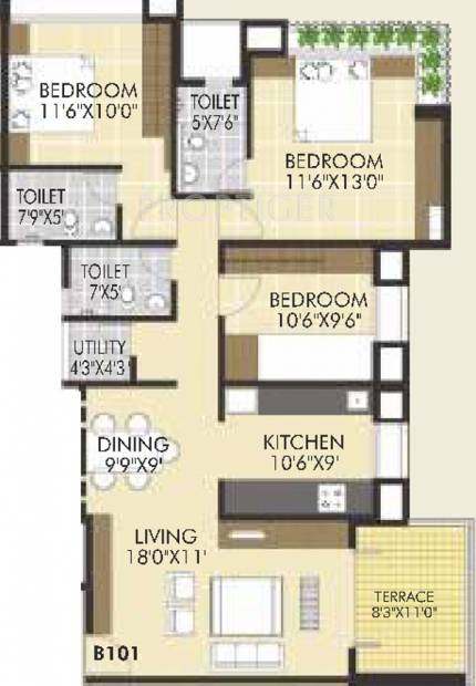 Suyash Opal Enclave (3BHK+3T (1,359 sq ft) 1359 sq ft)