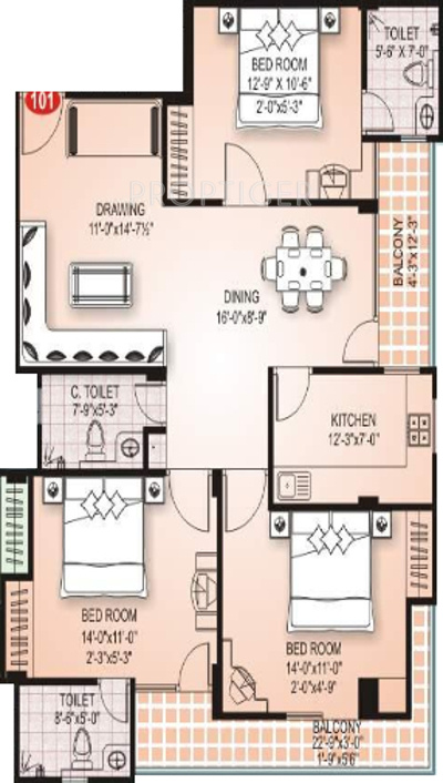 SDC Retreat (3BHK+3T (1,662 sq ft) 1662 sq ft)