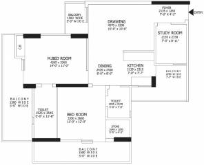 Gaursons Gaur Global Village (2BHK+2T (1,295 sq ft) + Study Room 1295 sq ft) Gaursons Gaur Global Village (2BHK+2T (1,295 sq ft) + Study Room 1295 sq ft)
