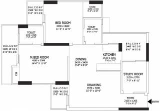 Gaursons Gaur Global Village (2BHK+2T (1,335 sq ft) + Study Room 1335 sq ft) Gaursons Gaur Global Village (2BHK+2T (1,335 sq ft) + Study Room 1335 sq ft)