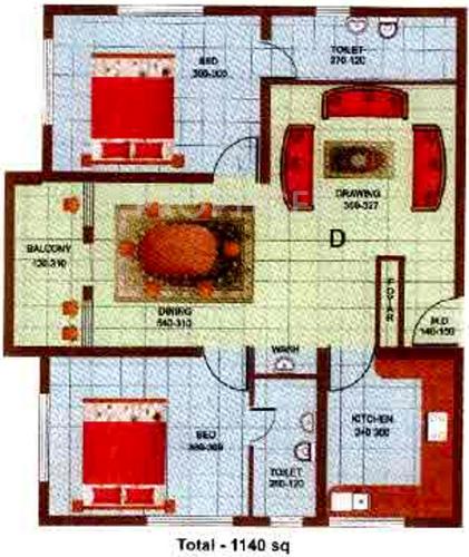 Anasvara Sreelakam (2BHK+2T (1,140 sq ft) 1140 sq ft)