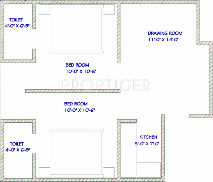 Ompee Happy Homes (2BHK+2T (1,000 sq ft) 1000 sq ft)