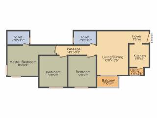 Provident Rays of Dawn (3BHK+2T (1,082 sq ft) 1082 sq ft) Provident Rays of Dawn (3BHK+2T (1,082 sq ft) 1082 sq ft)