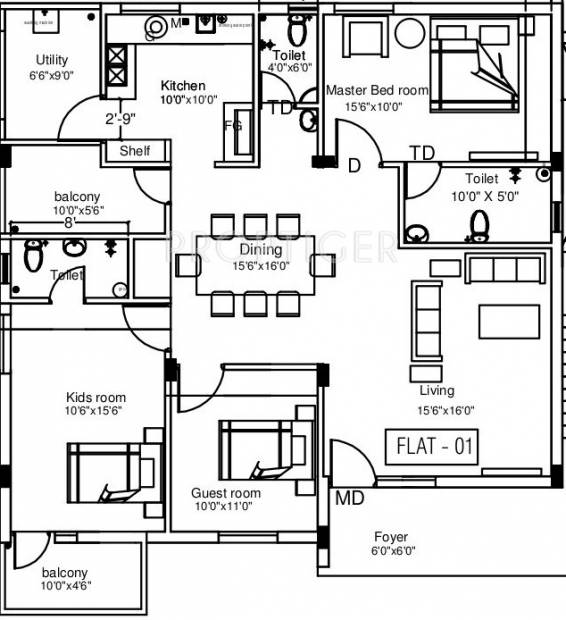 AV Properties India Nest (3BHK+3T (1,717 sq ft) 1717 sq ft)