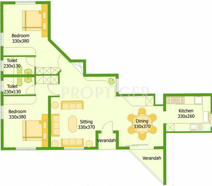 Flairalliance Trine Phase I (2BHK+2T (1,431 sq ft) 1431 sq ft)