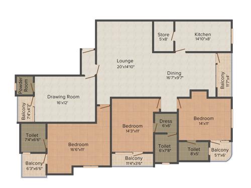 SDC Anita Enclave (3BHK+3T (2,550 sq ft) + Pooja Room 2550 sq ft)