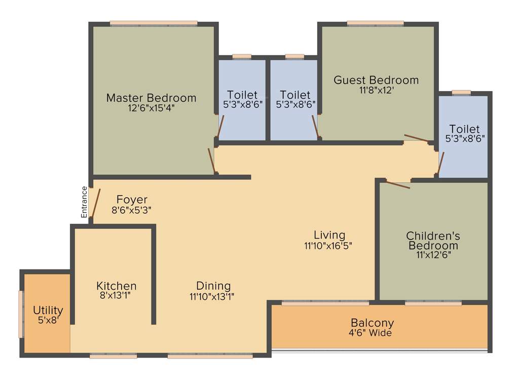 Salarpuria Sattva Aspire (3BHK+3T (1,949 sq ft) 1949 sq ft)
