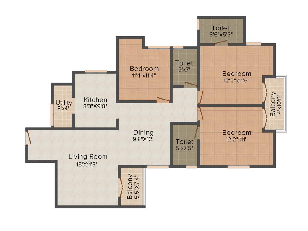 Jain Tufnell Park (3BHK+3T (1,245 sq ft) 1245 sq ft)