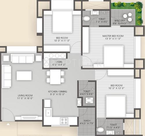 JT Shubham Elegant (3BHK+3T (1,656 sq ft) 1656 sq ft)