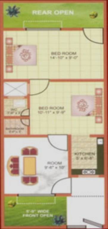 Floor Plan (2BHK+1T (510 sq ft) 510 sq ft) J R Coloniser Cottage Floor Plan (2BHK+1T (510 sq ft) 510 sq ft)