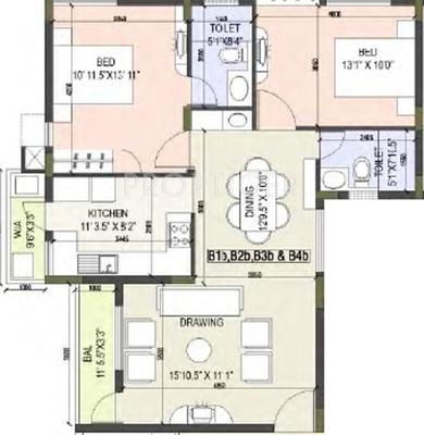 Coromandel Coral Roselin (2BHK+2T (1,204 sq ft) 1204 sq ft)