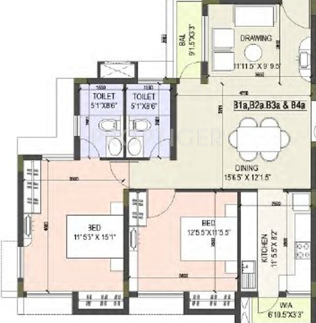 Coromandel Coral Roselin (2BHK+2T (1,269 sq ft) 1269 sq ft) Coromandel Coral Roselin (2BHK+2T (1,269 sq ft) 1269 sq ft)