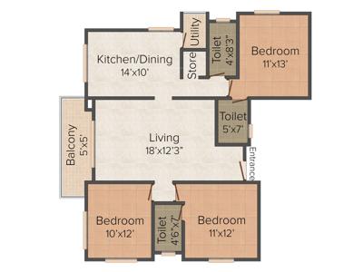 Bagad Vasant Vihar (3BHK+3T (1,320 sq ft) 1320 sq ft)