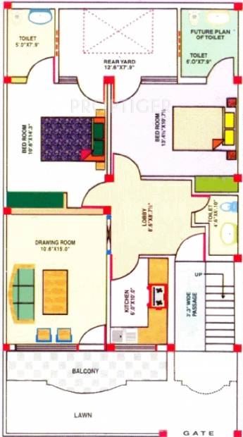 J R Coloniser Gokul Vihar Ground Floor Plan (2BHK+2T (1,042 sq ft) 1042 sq ft)