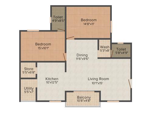 AV Properties India Indraprastha (2BHK+2T (1,382 sq ft) 1382 sq ft)