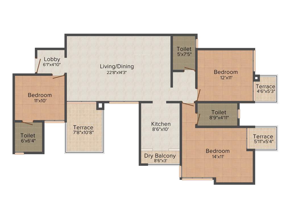 Vasudha Parnika (3BHK+3T (1,516 sq ft) 1516 sq ft)