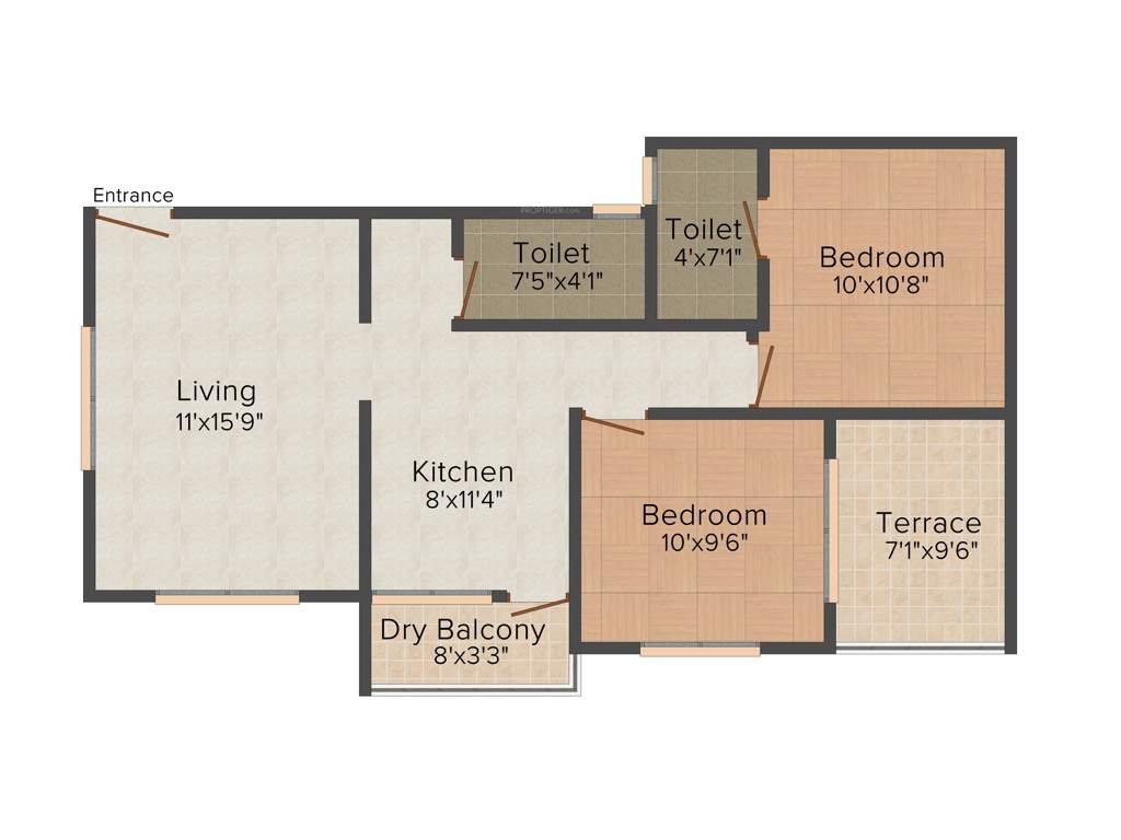 Ganraj Green Empire (2BHK+2T (889 sq ft) 889 sq ft)