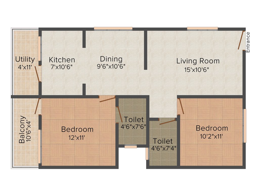 CMRS Sai Flora (2BHK+2T (1,010 sq ft) 1010 sq ft)