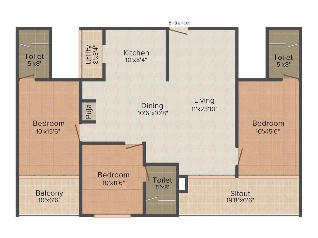 Samruddhi Winter Green (3BHK+3T (1,700 sq ft) + Pooja Room 1700 sq ft)