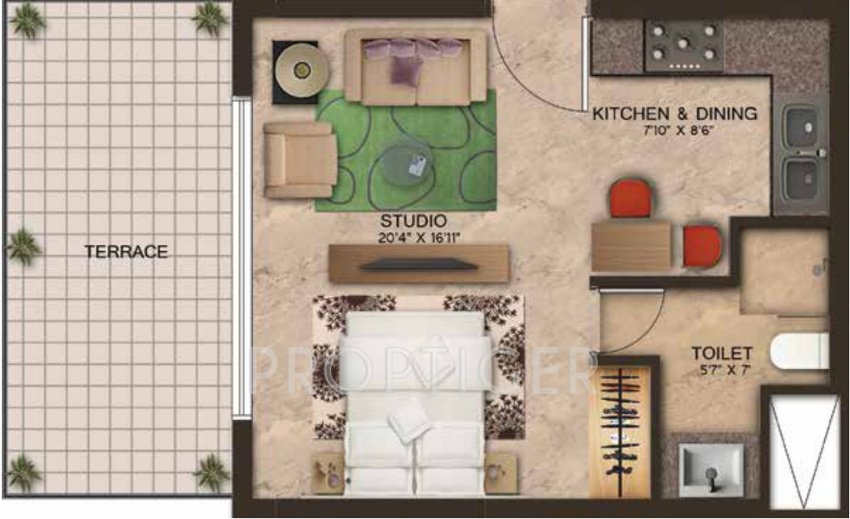 Wave Edenia (1BHK+1T (655 sq ft) 655 sq ft)