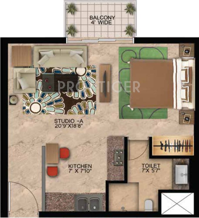 Wave Edenia (1BHK+1T (654 sq ft) 654 sq ft)