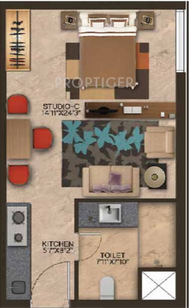 Wave Edenia (1BHK+1T (585 sq ft) 585 sq ft)