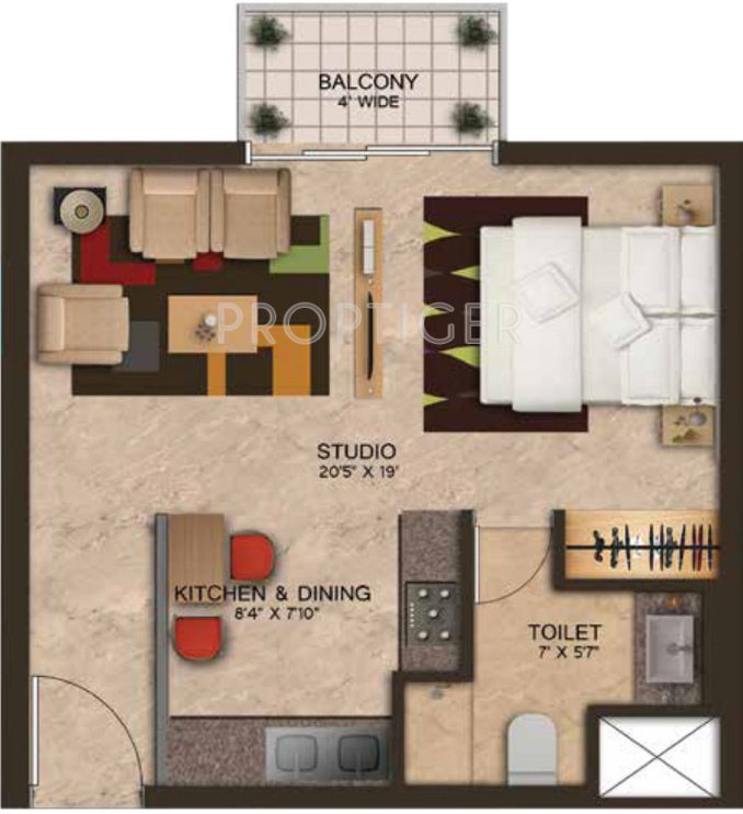 Wave Edenia (1BHK+1T (648 sq ft) 648 sq ft)