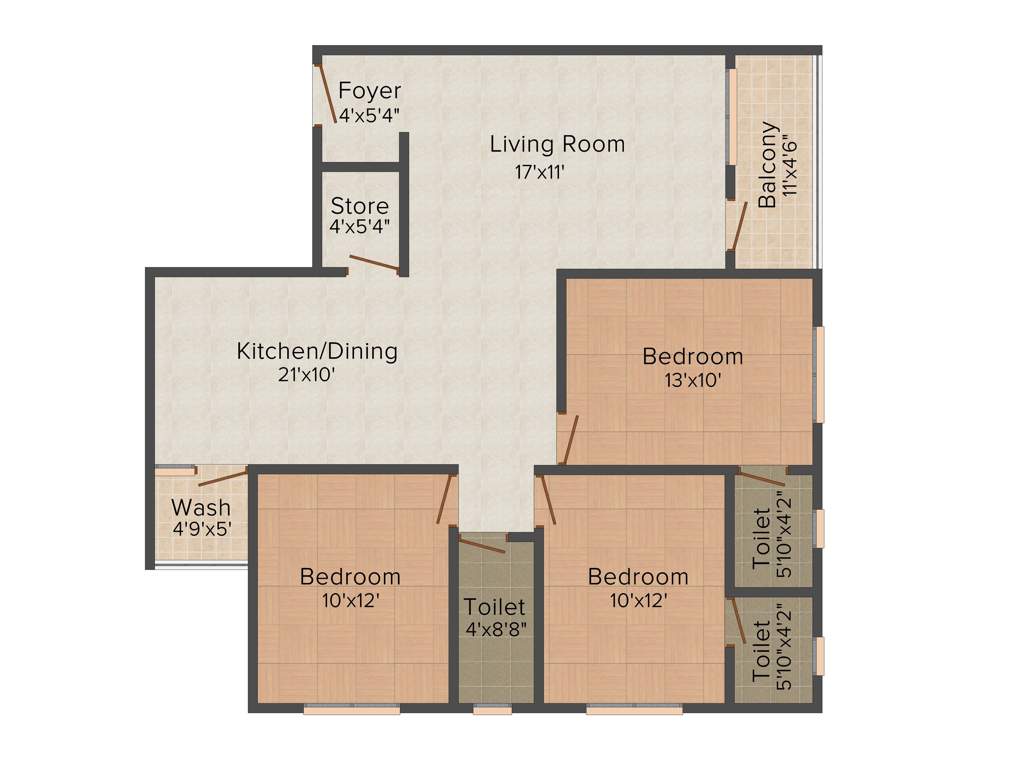 Lilleria Avenue (3BHK+3T (1,500 sq ft) 1500 sq ft)