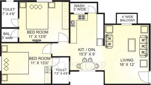 Makhija Royal Pearls (2BHK+2T (1,325 sq ft) 1325 sq ft)