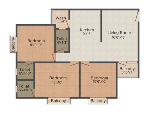Ananta Lifestyle (3BHK+3T (1,325 sq ft) 1325 sq ft) Ananta Lifestyle (3BHK+3T (1,325 sq ft) 1325 sq ft)