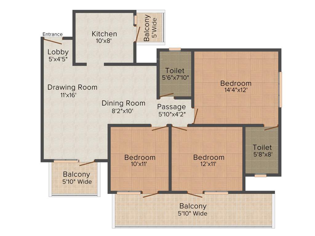Shree Olive (3BHK+2T (1,605 sq ft) 1605 sq ft)