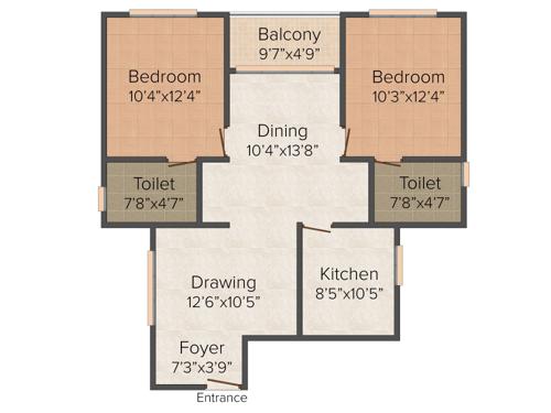 ABAD The Chancellor (2BHK+2T (1,070 sq ft) 1070 sq ft)