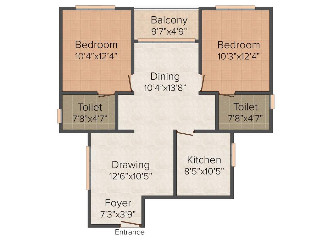 ABAD The Chancellor (2BHK+2T (1,070 sq ft) 1070 sq ft)