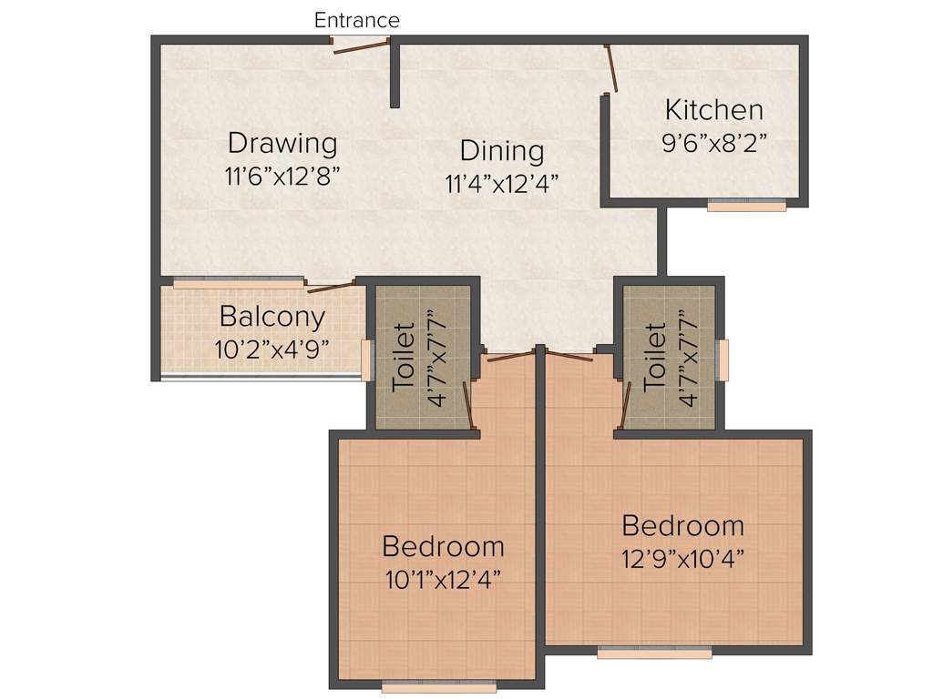 ABAD The Chancellor (2BHK+2T (1,115 sq ft) 1115 sq ft)